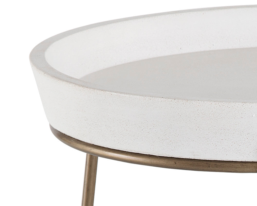 Remy End Table - Antique Brass - White