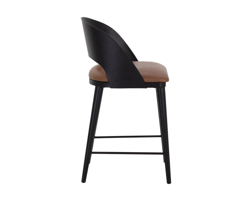 Dezirae Counter Stool - Black - Cognac Leather