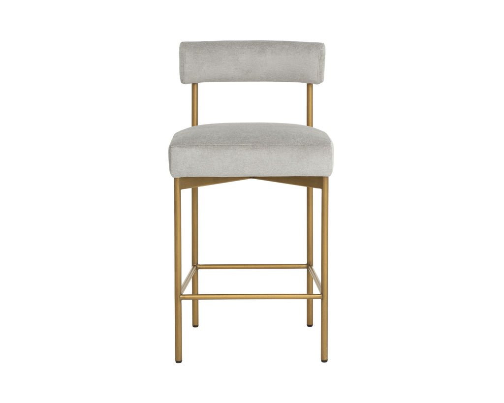 Seneca Counter Stool - Antique Brass - Polo Club Stone