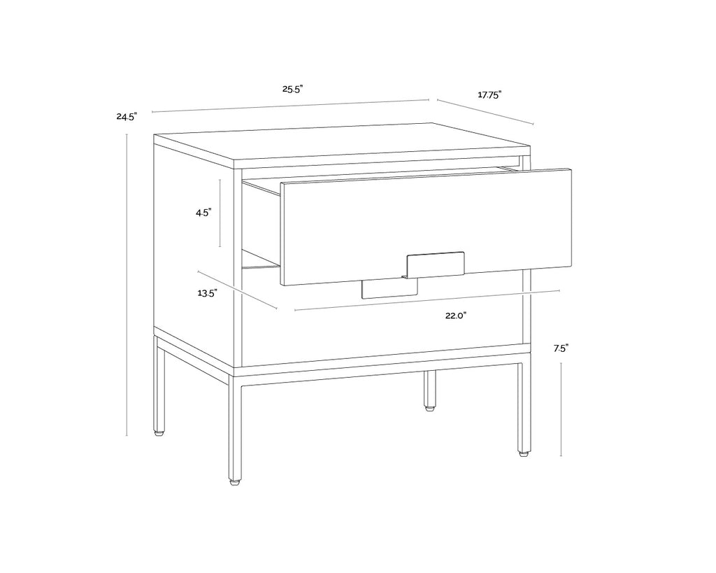 Jade Nightstand - Antique Brass - Dark Mango