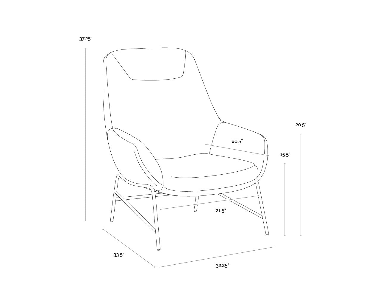 Lucier Lounge Chair - Belfast Oatmeal / Bravo Cognac