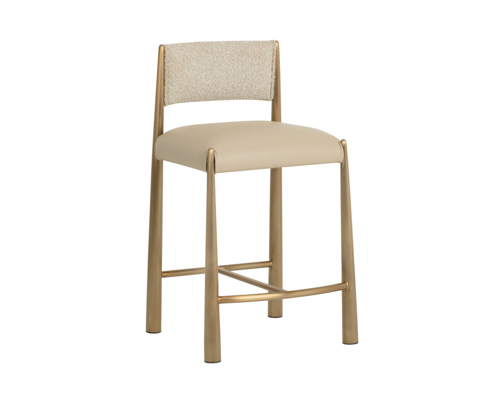 Bayard Counter Stool - Antique Brass - Napa Beige / Santa Cruz Oatmeal