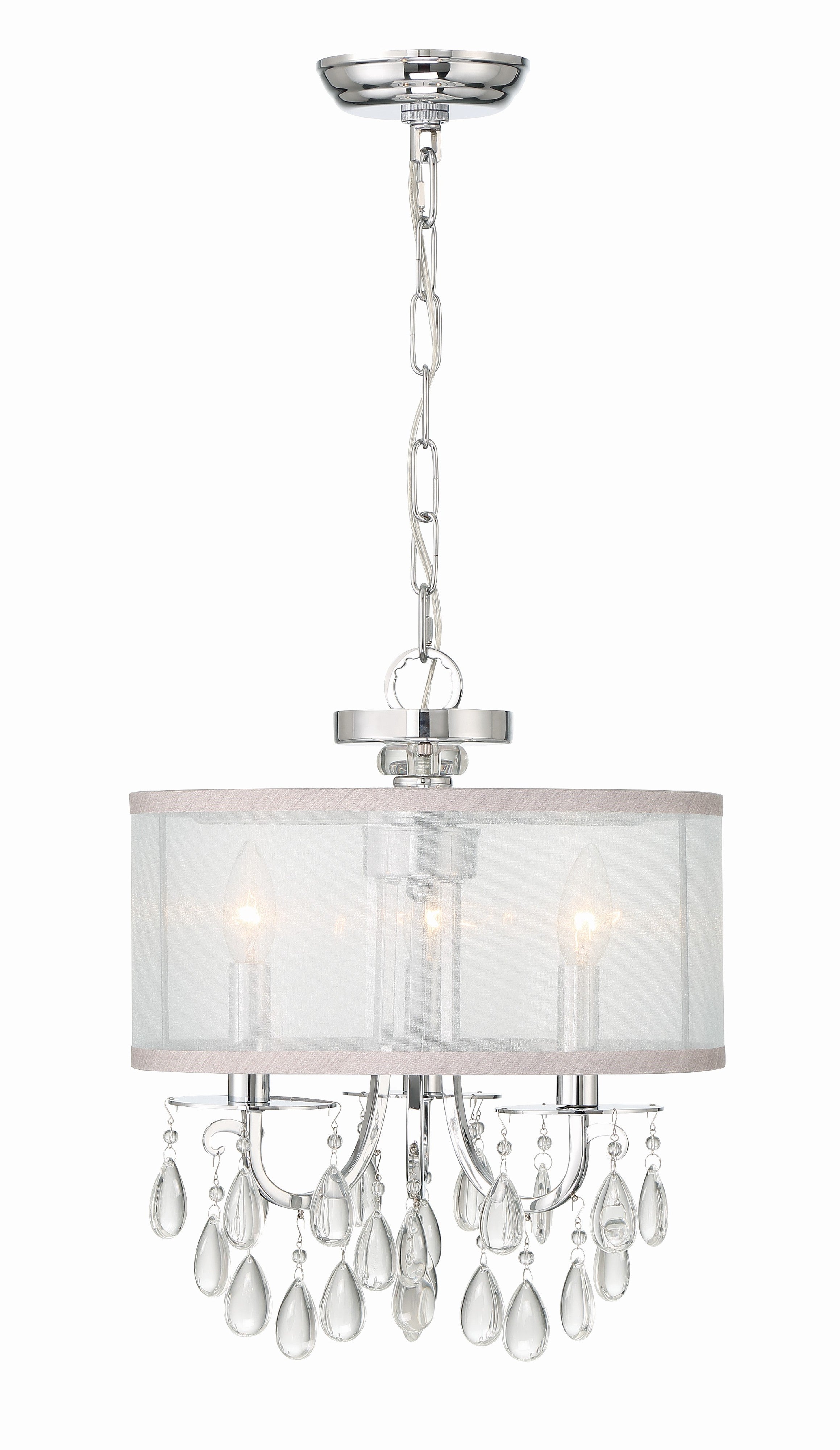 Hampton 14'' Drum Shade Polished Chrome Chandelier