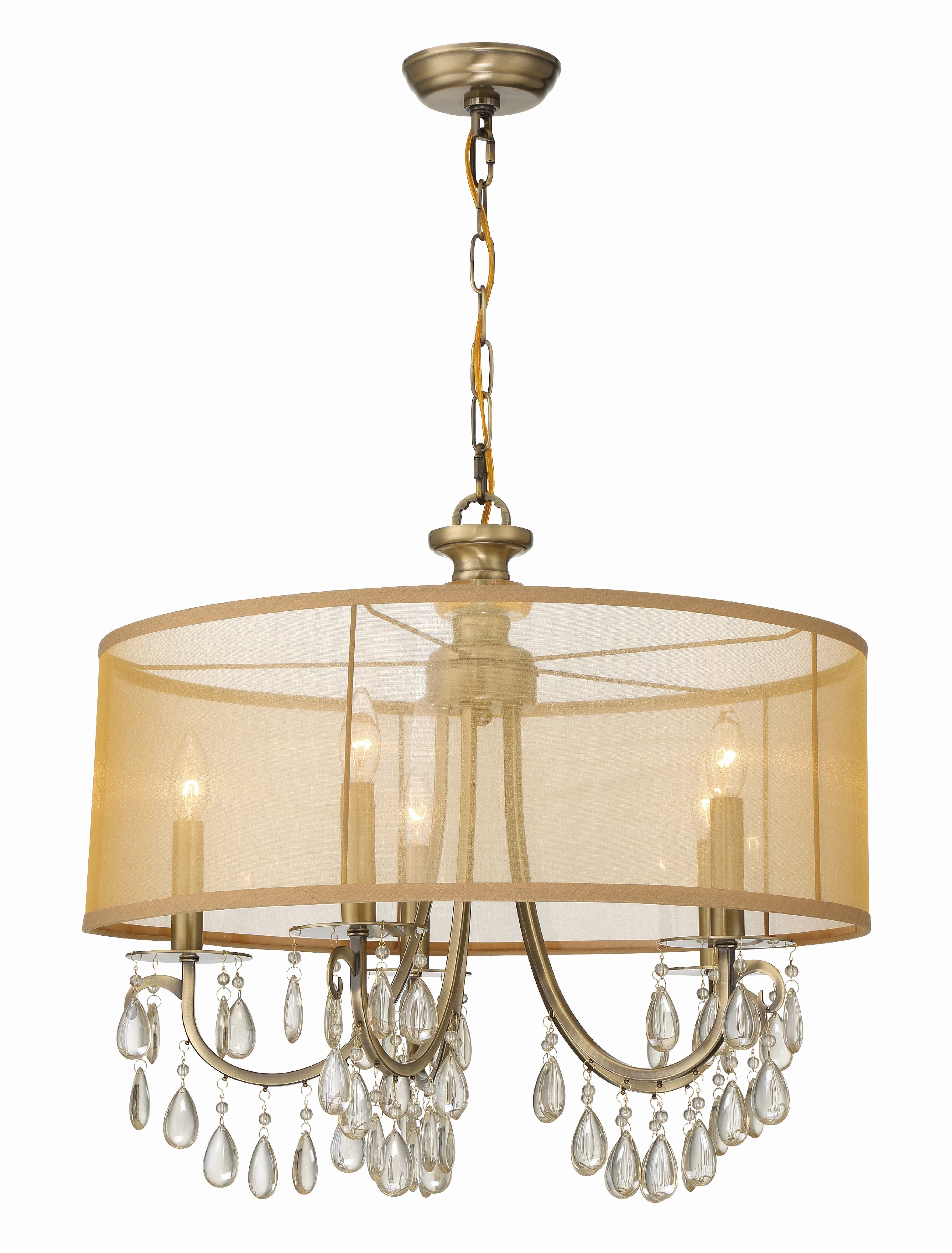 Hampton 24'' Drum Shade Antique Brass Chandelier