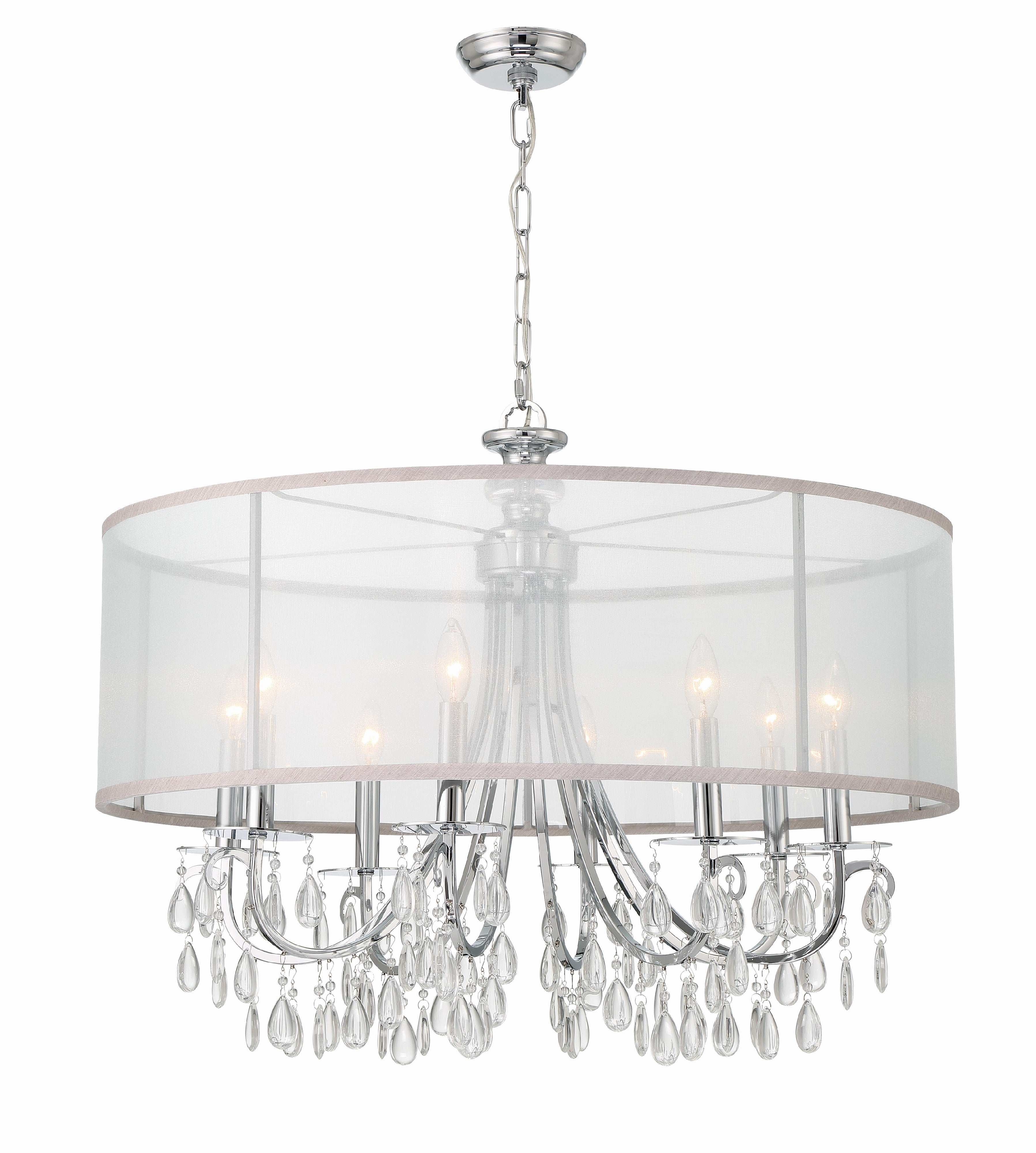 Hampton 32'' Drum Shade Polished Chrome Chandelier