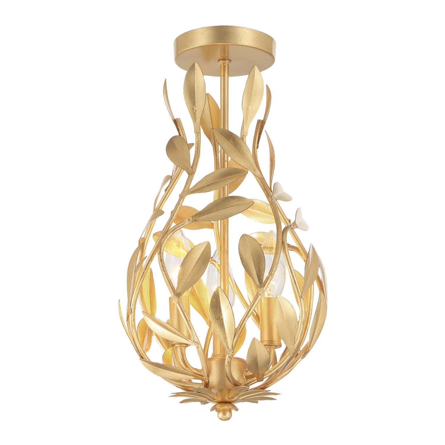 Broche 9'' Antique Gold Semi Flush Mount