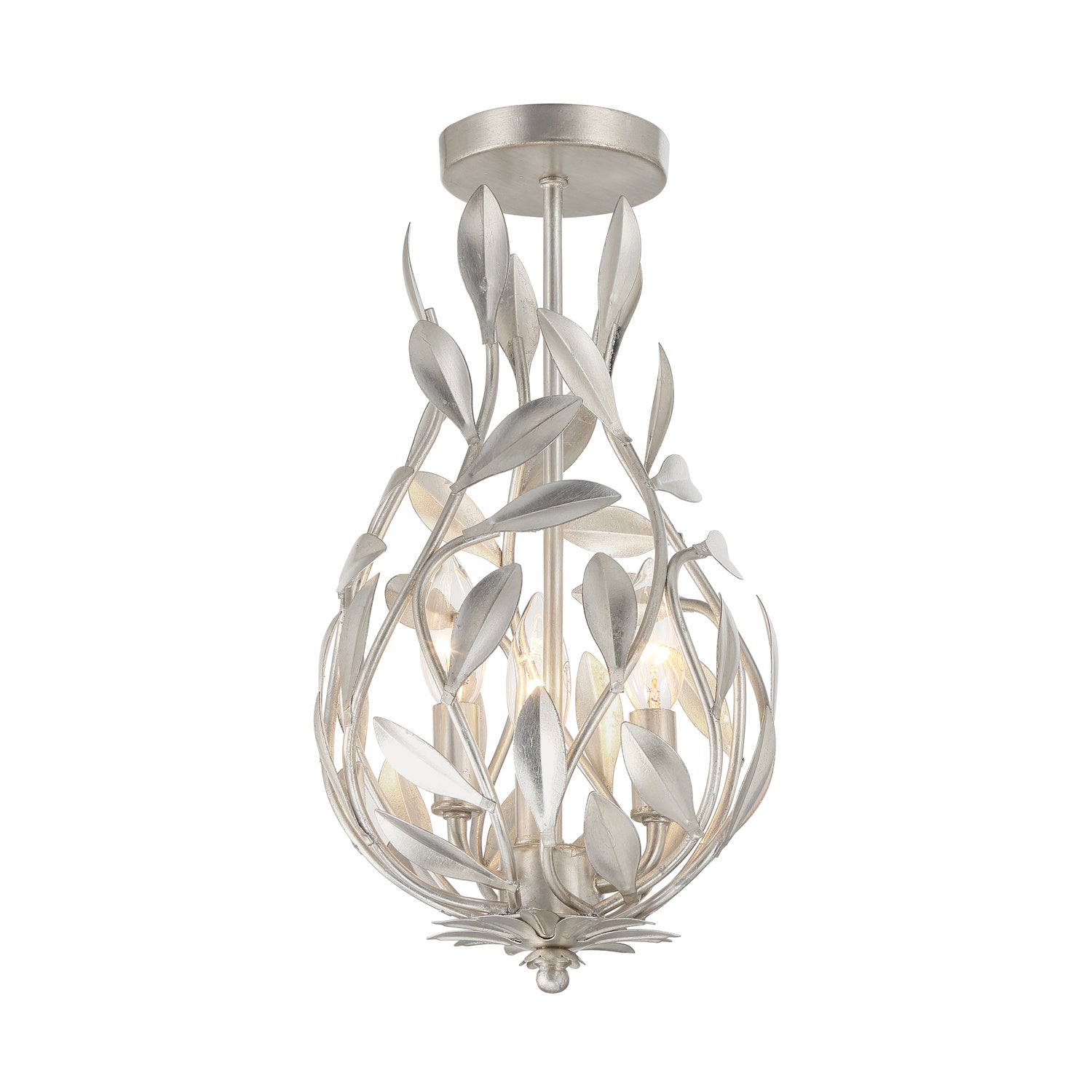 Broche 9'' Antique Silver Semi Flush Mount