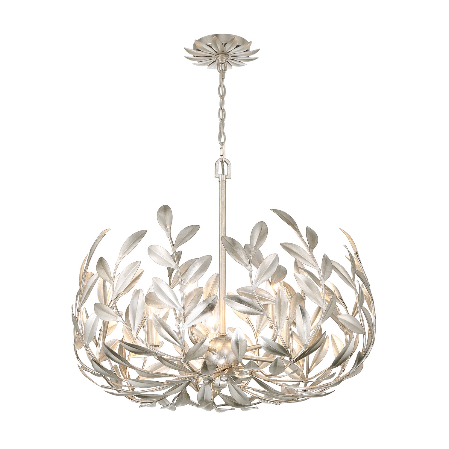 Broche 23'' Antique Silver Chandelier