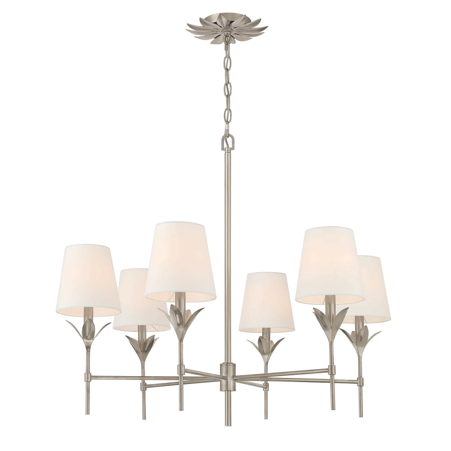 Broche 32'' Antique Silver Chandelier