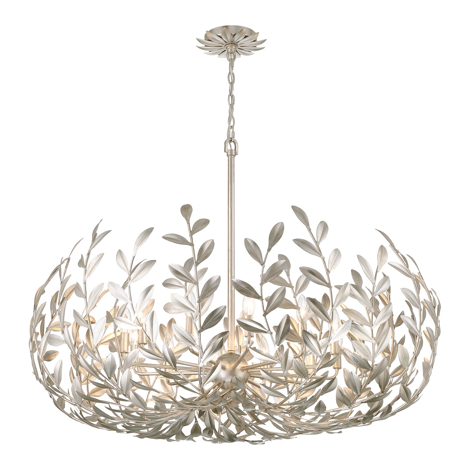 Broche 42'' Antique Silver Chandelier