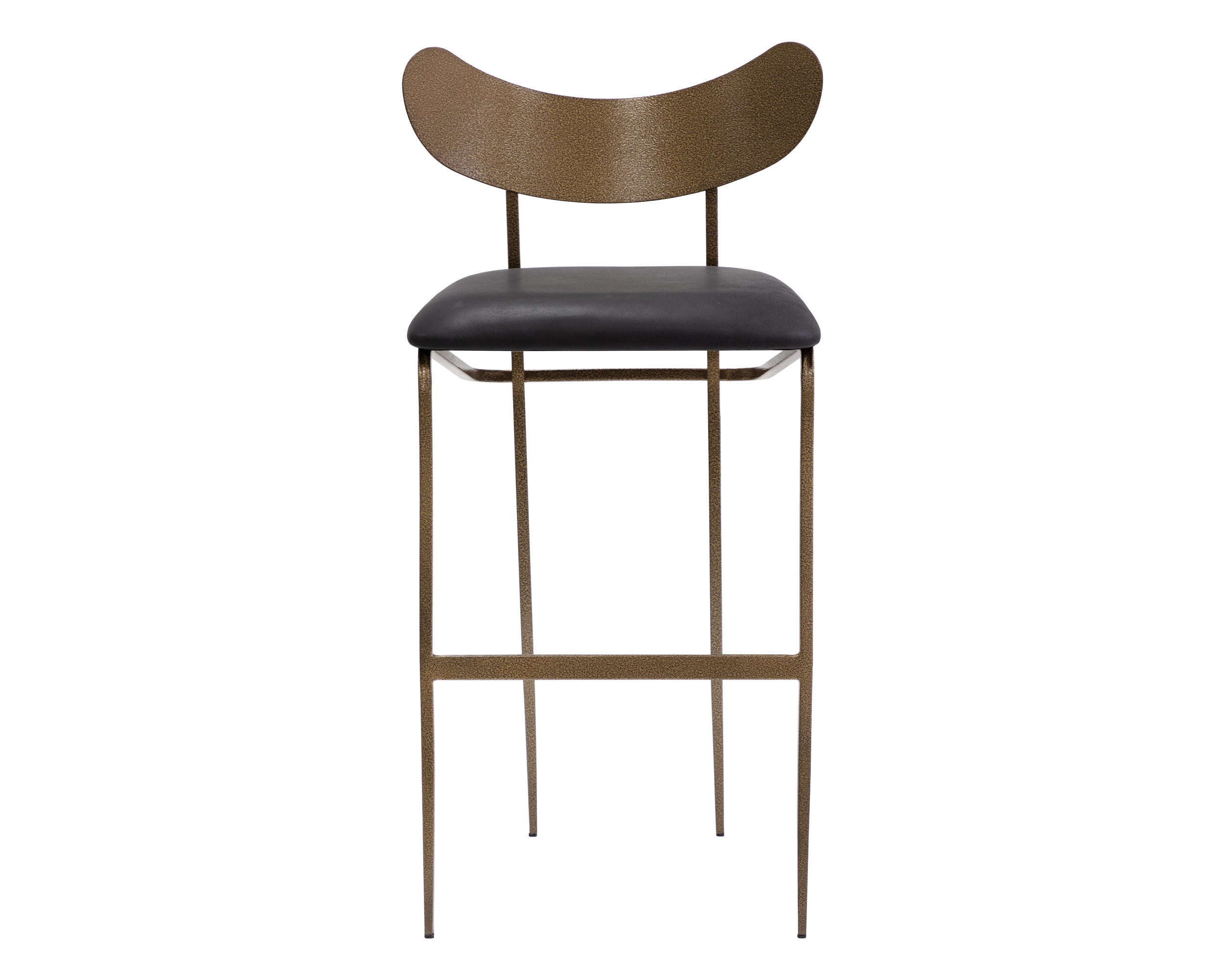Gibbons Barstool - Antique Brass - Charcoal Black Leather