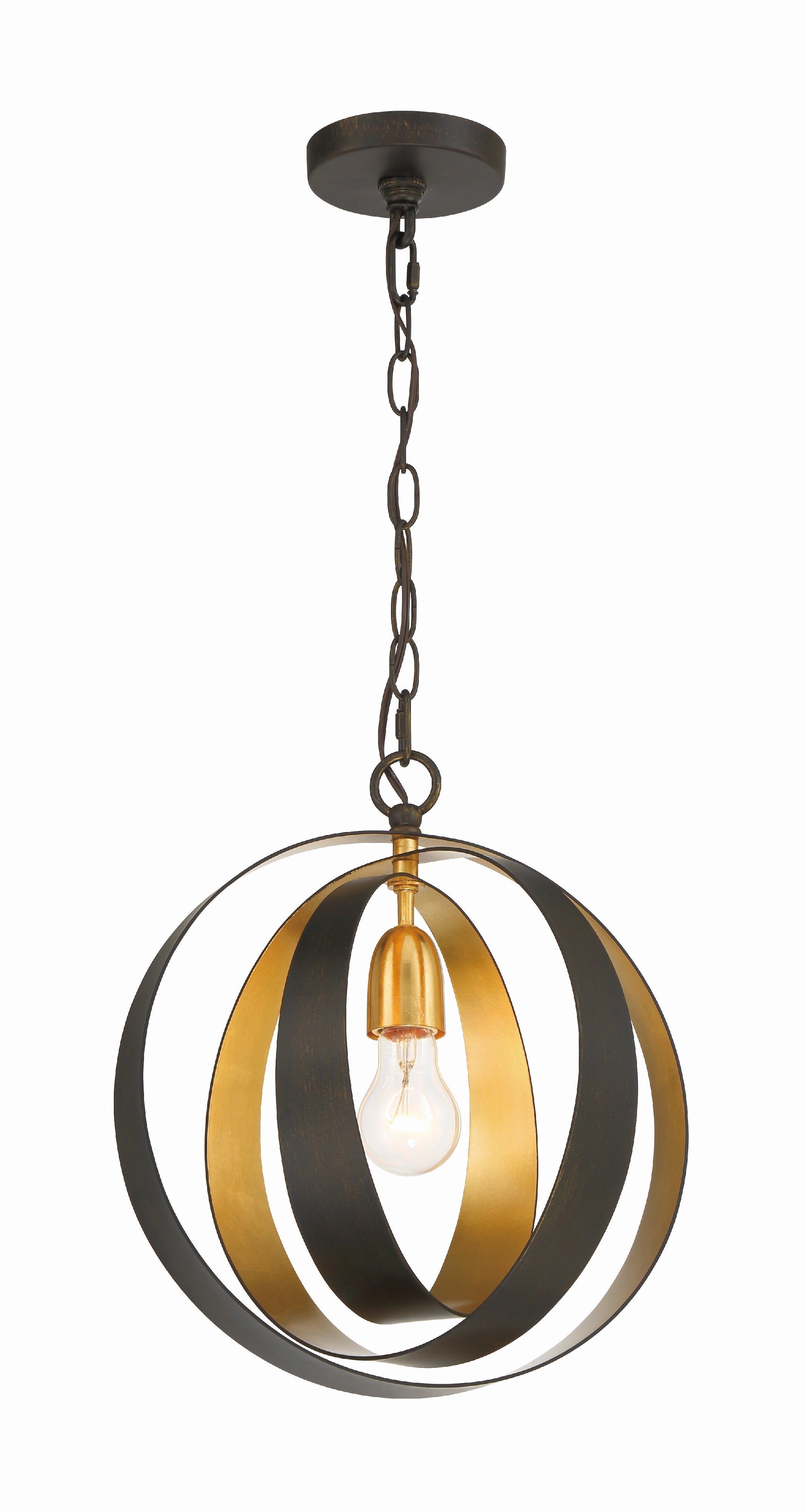 Luna 12'' English Bronze + Antique Gold Chandelier