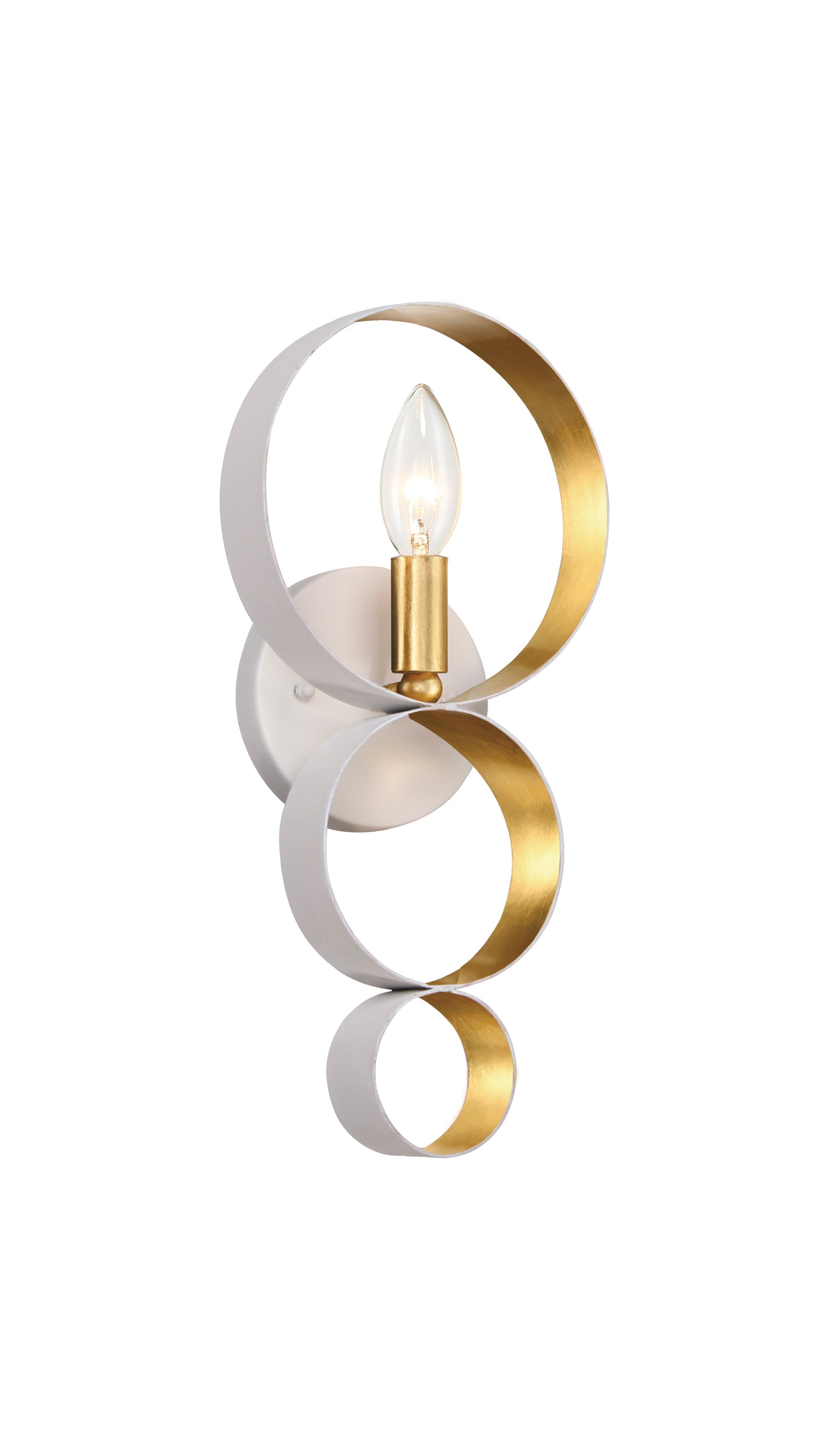 Luna 7'' Matte White + Antique Gold Sconce