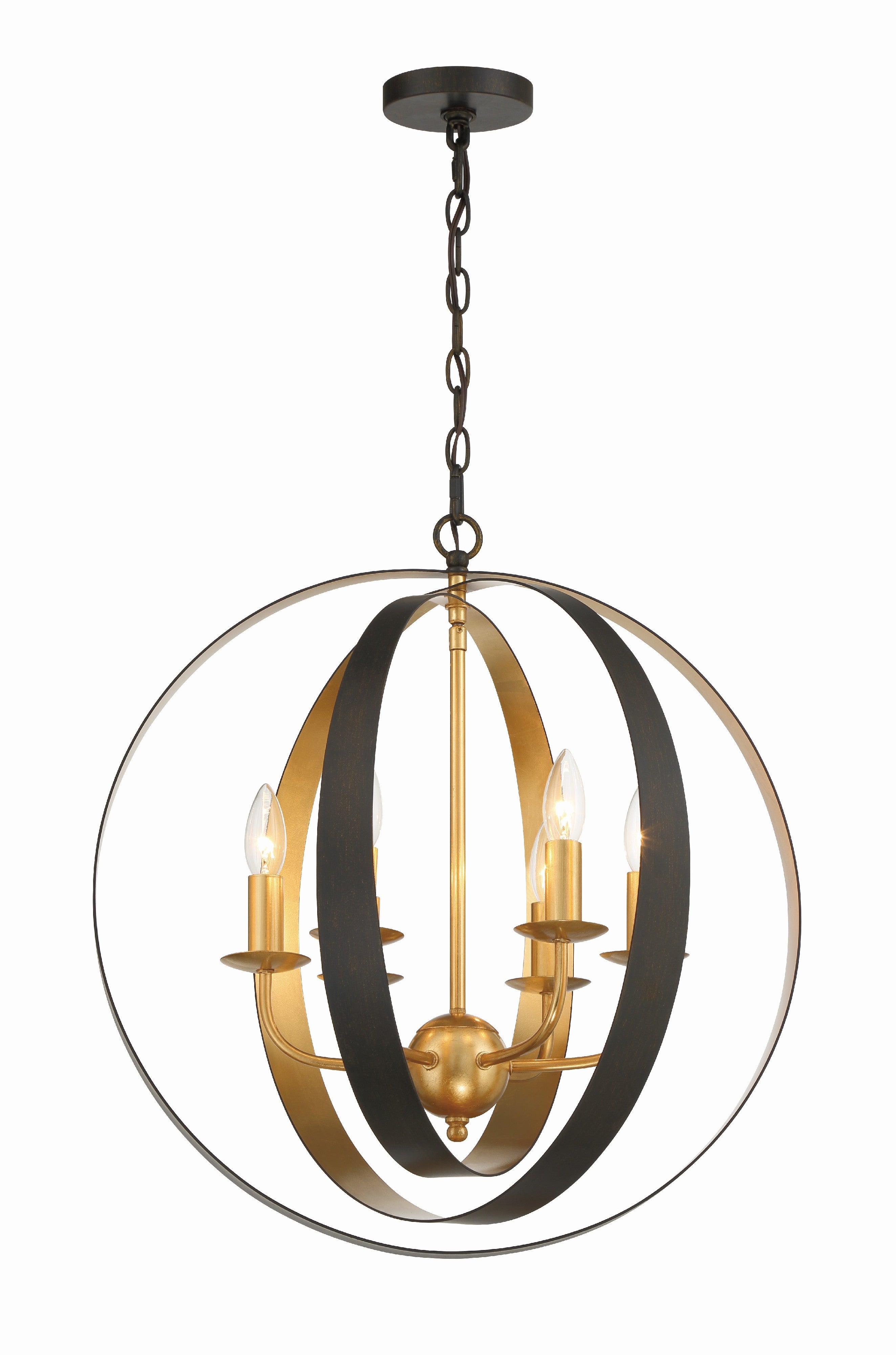 Luna 21'' English Bronze + Antique Gold Chandelier