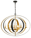 Luna 36'' English Bronze + Antique Gold Oval Chandelier