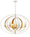 Luna 36'' Matte White + Antique Gold Oval Chandelier