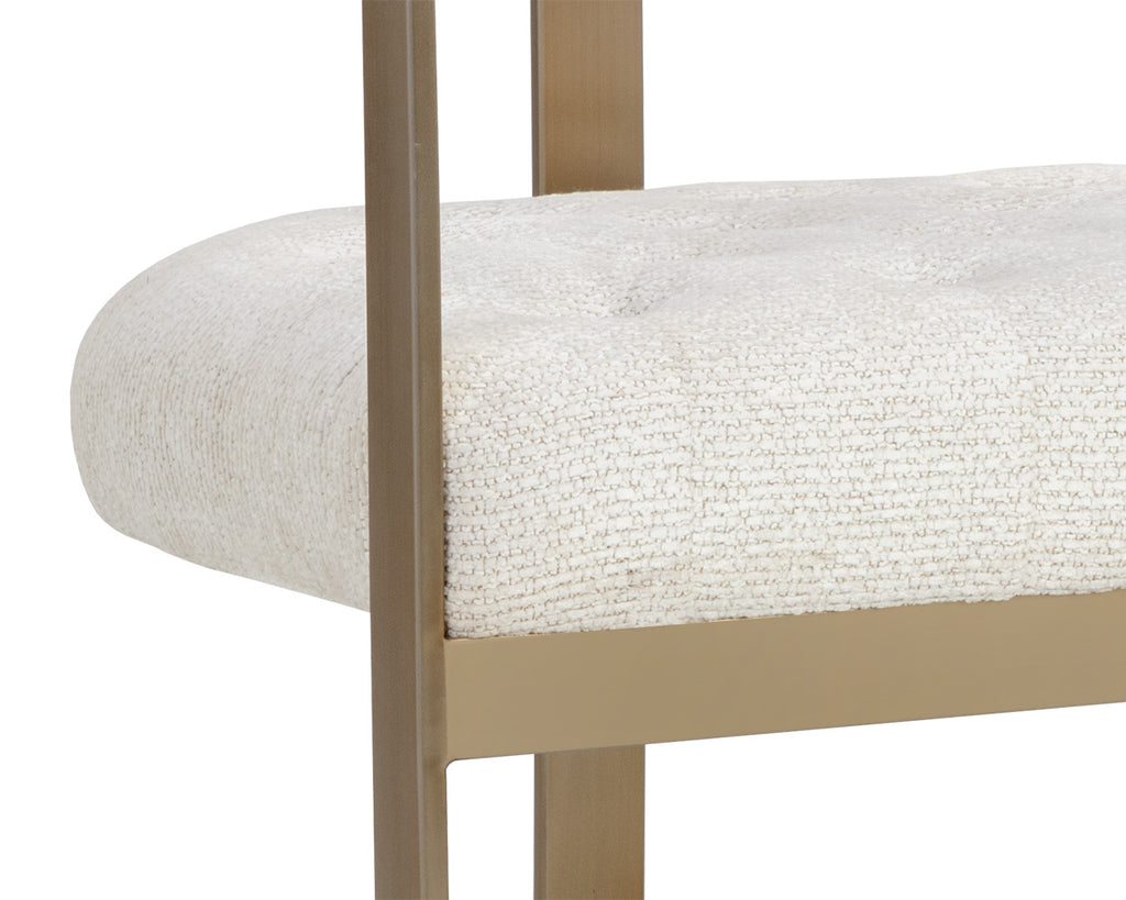 Beaumont Dining Armchair - Antique Brass - Rhea Light Barley