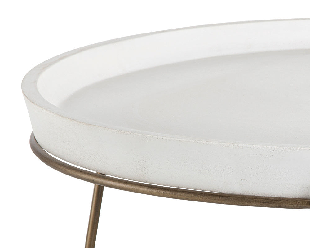 Remy Coffee Table - Antique Brass - White