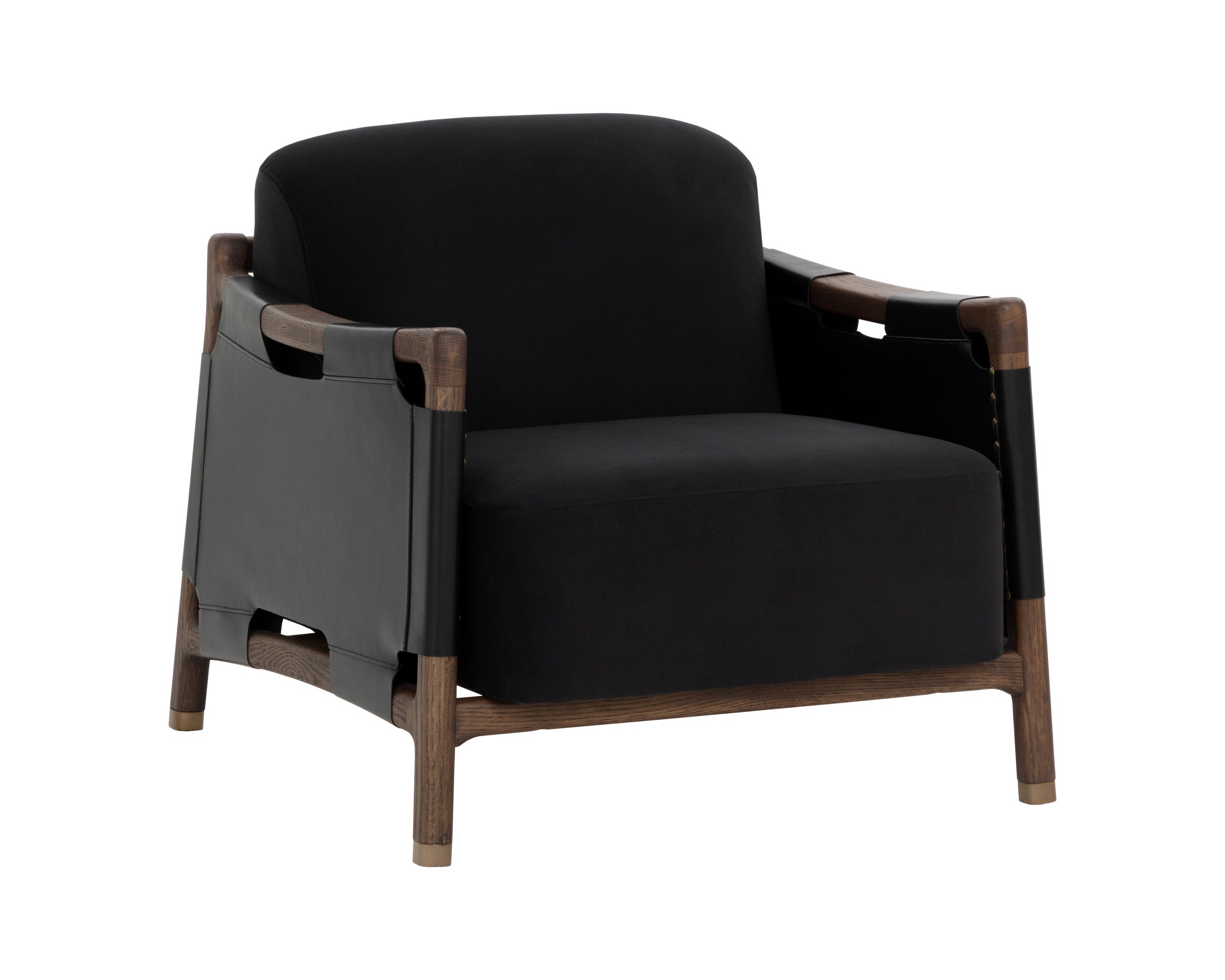Calloway Lounge Chair - Antique Brown - Abbington Black / Onyx Leather
