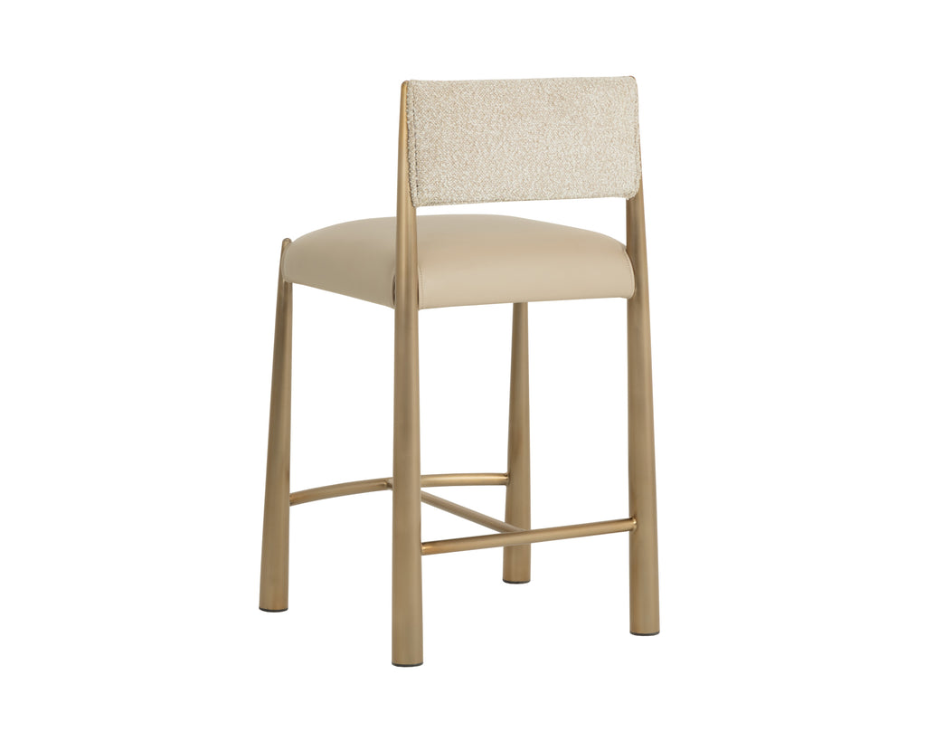 Bayard Counter Stool - Antique Brass - Napa Beige / Santa Cruz Oatmeal