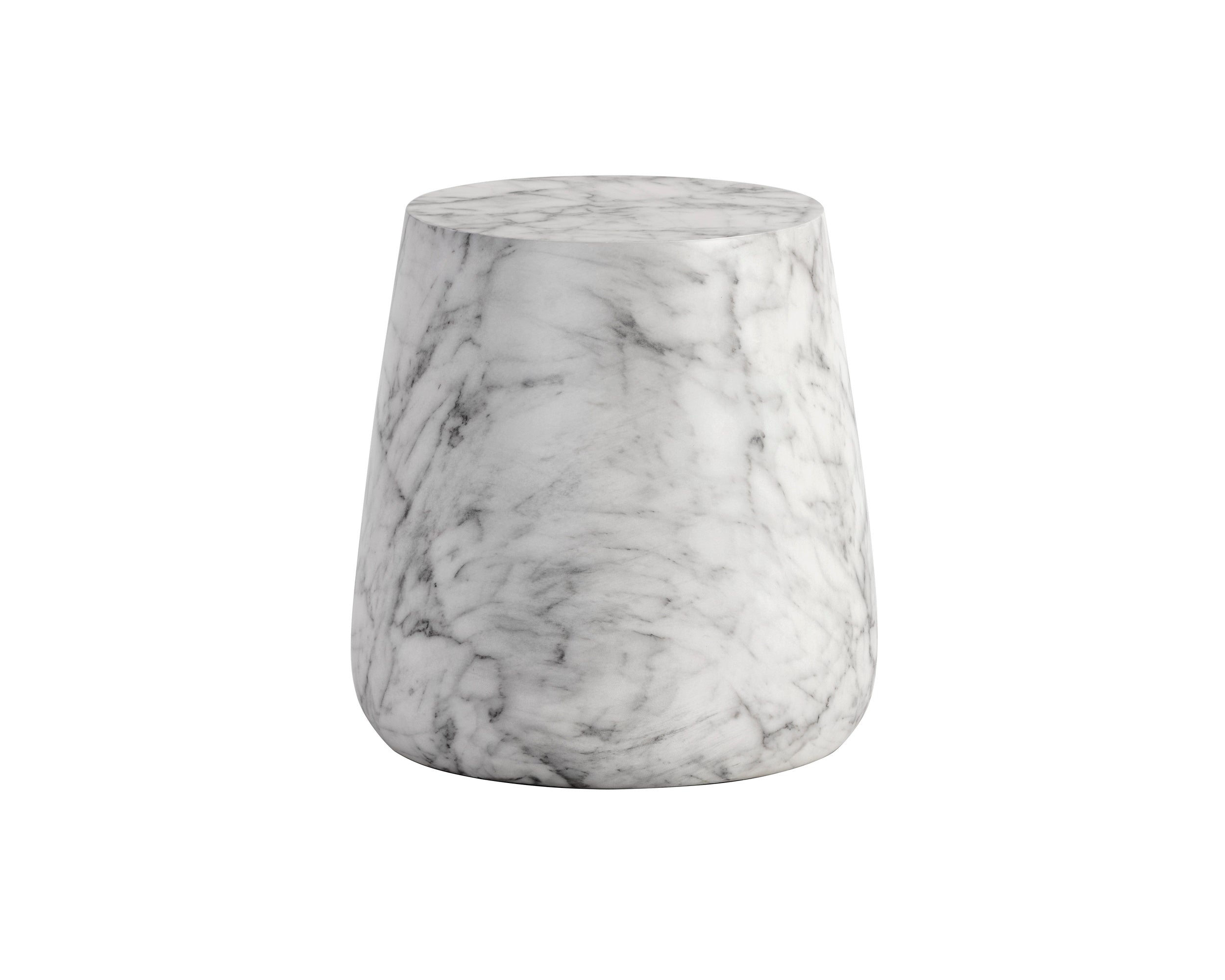 Aries End Table - Marble Look - White