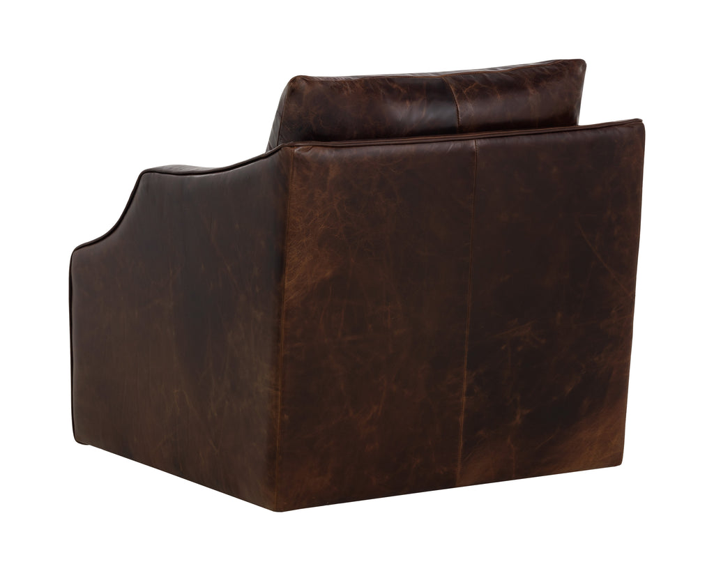 Orwell Swivel Lounge Chair - Chocolate Leather
