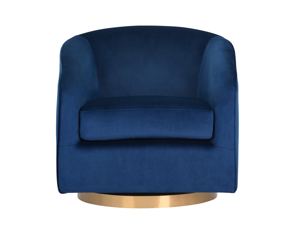 Hazel Swivel Lounge Chair - Gold - Navy Blue Sky