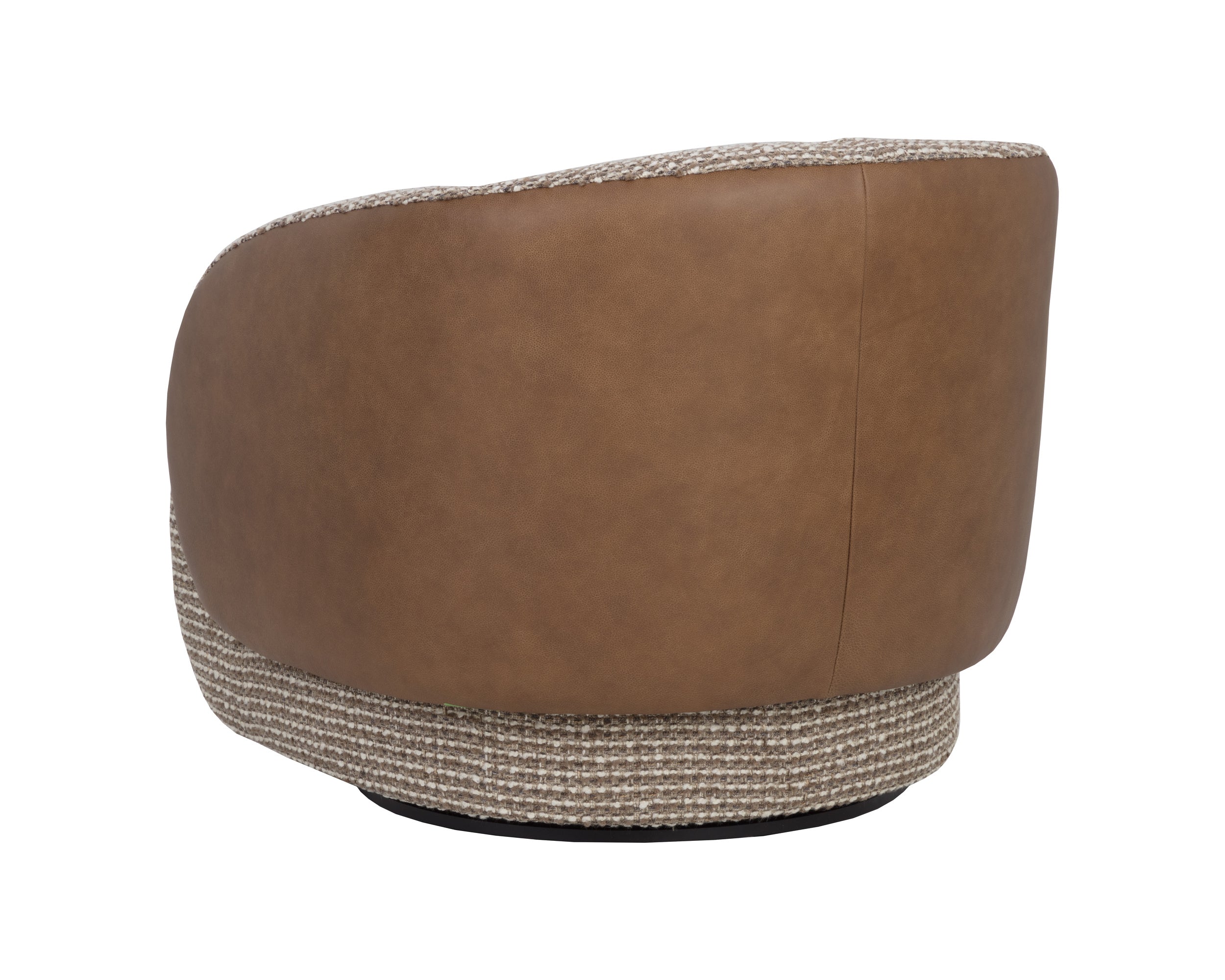 Camie Swivel Lounge Chair - Torched Meringue / Cognac Leather