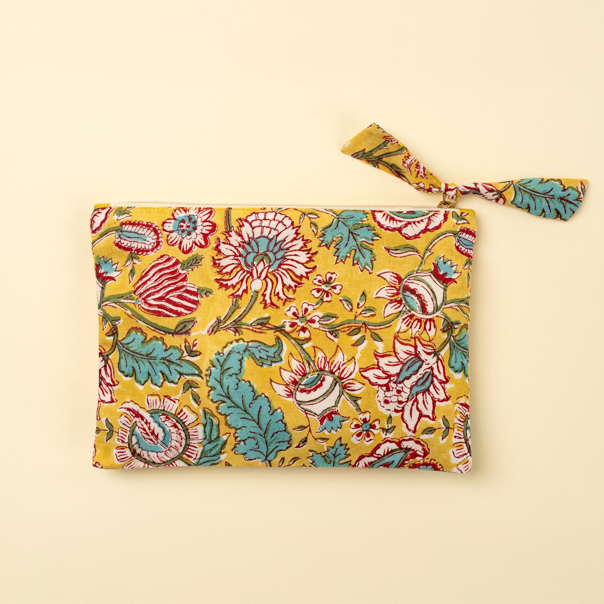 Block Print Pouch, Yellow
