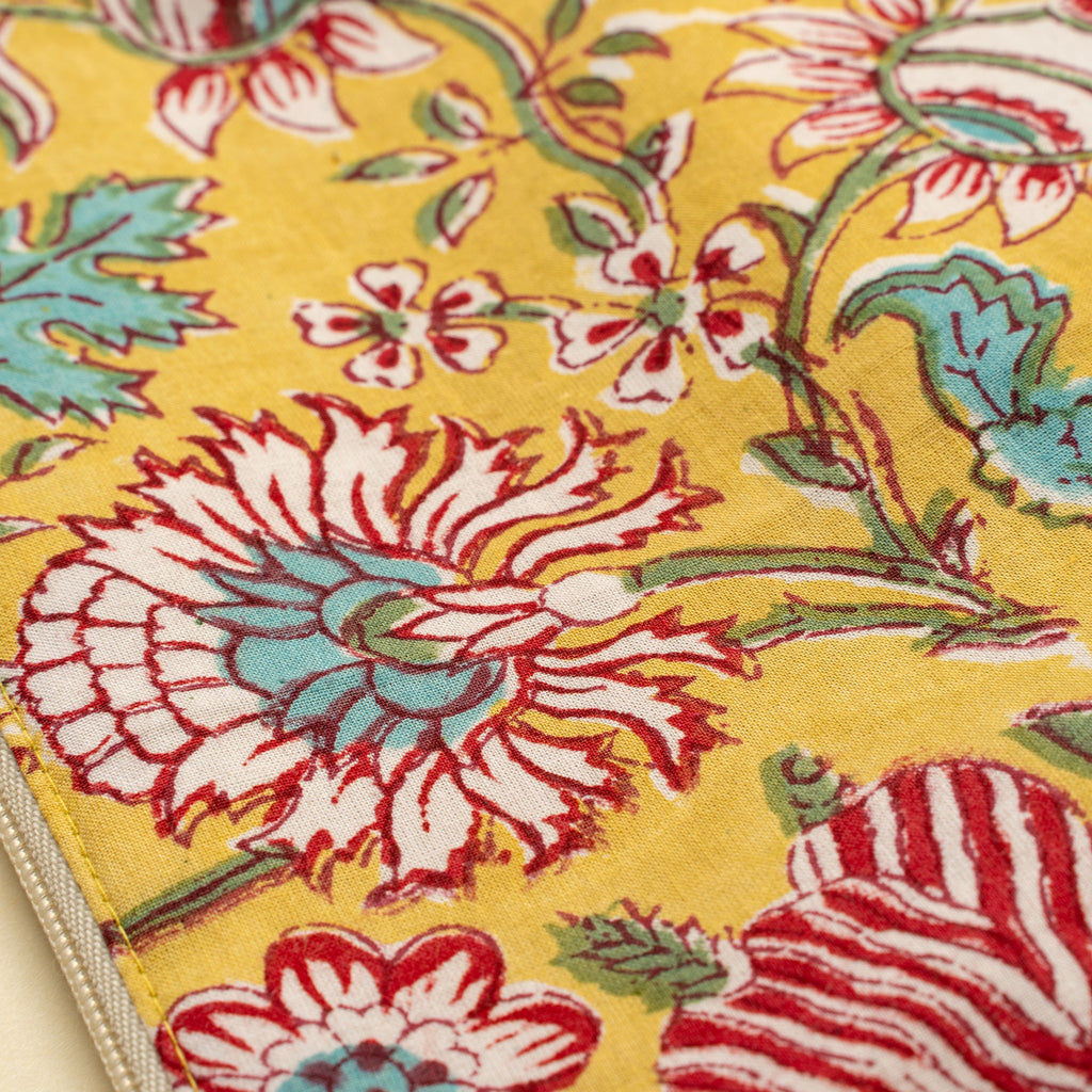 Block Print Pouch, Yellow