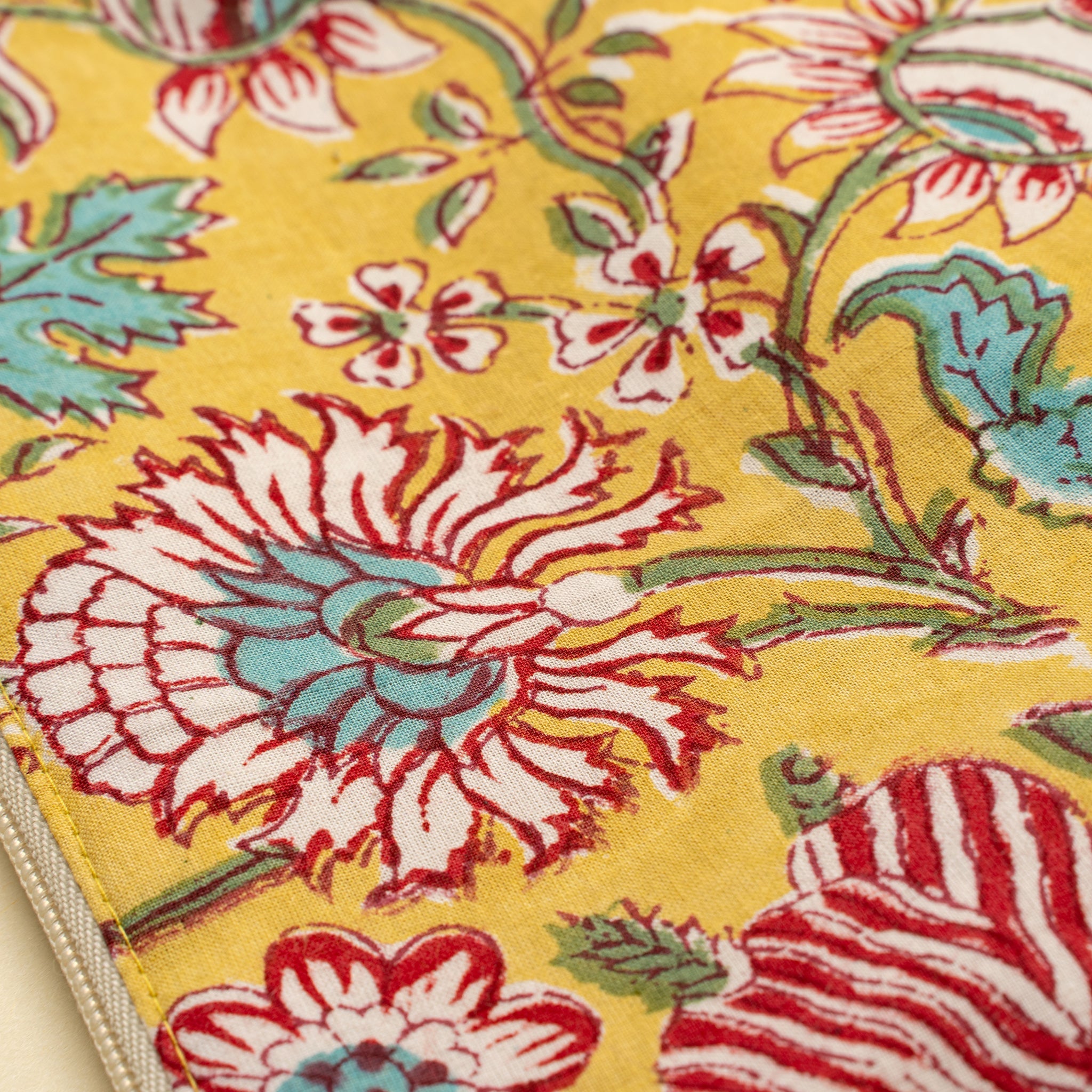 Block Print Pouch, Yellow