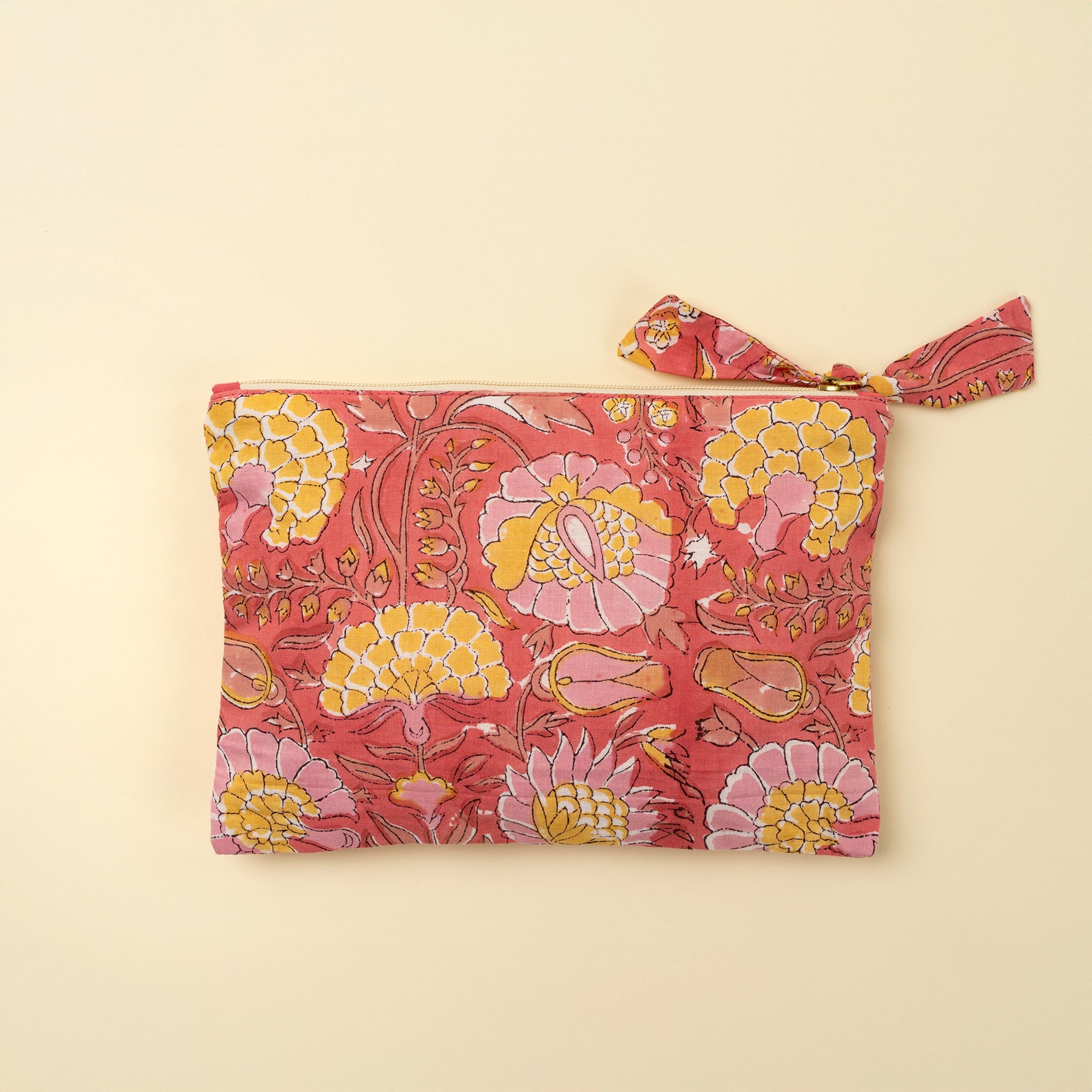 Block Print Pouch, Pink
