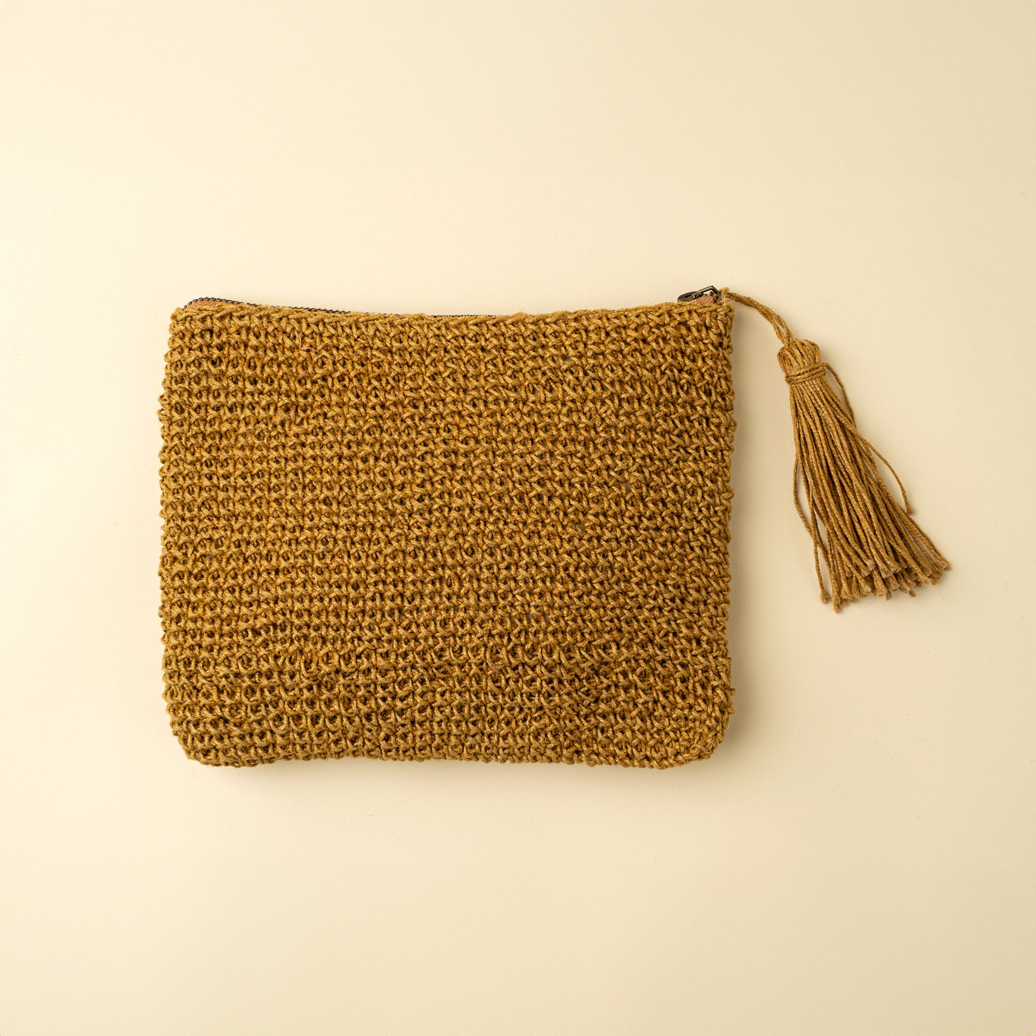 Lola Woven Jute Pouch, Ochre