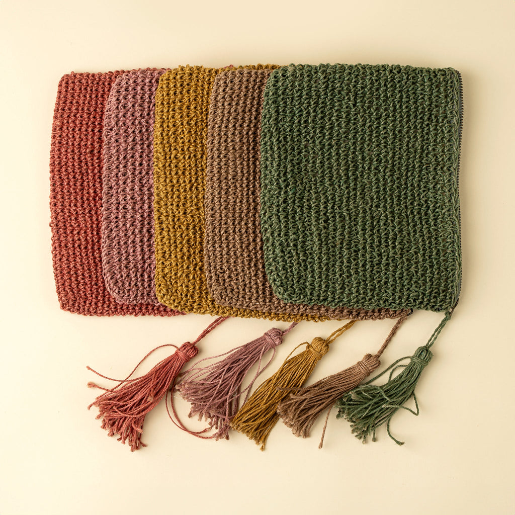 Lola Woven Jute Pouch, Pink