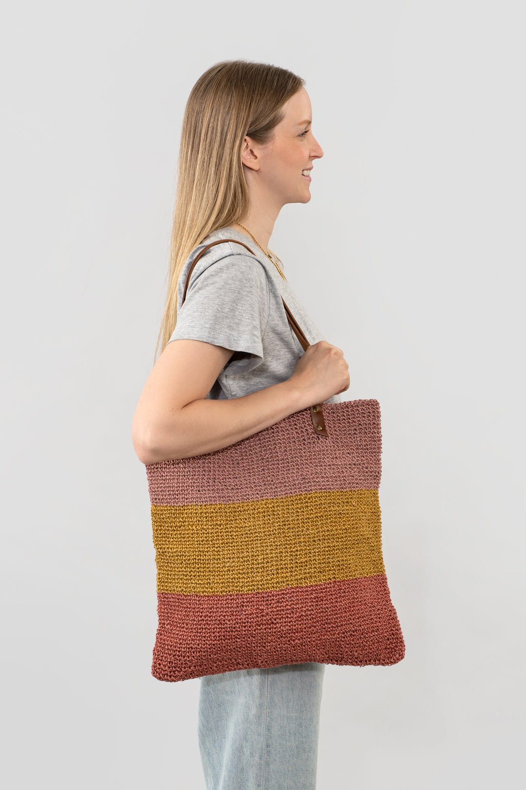 Bella Woven Jute Tote, Sunset