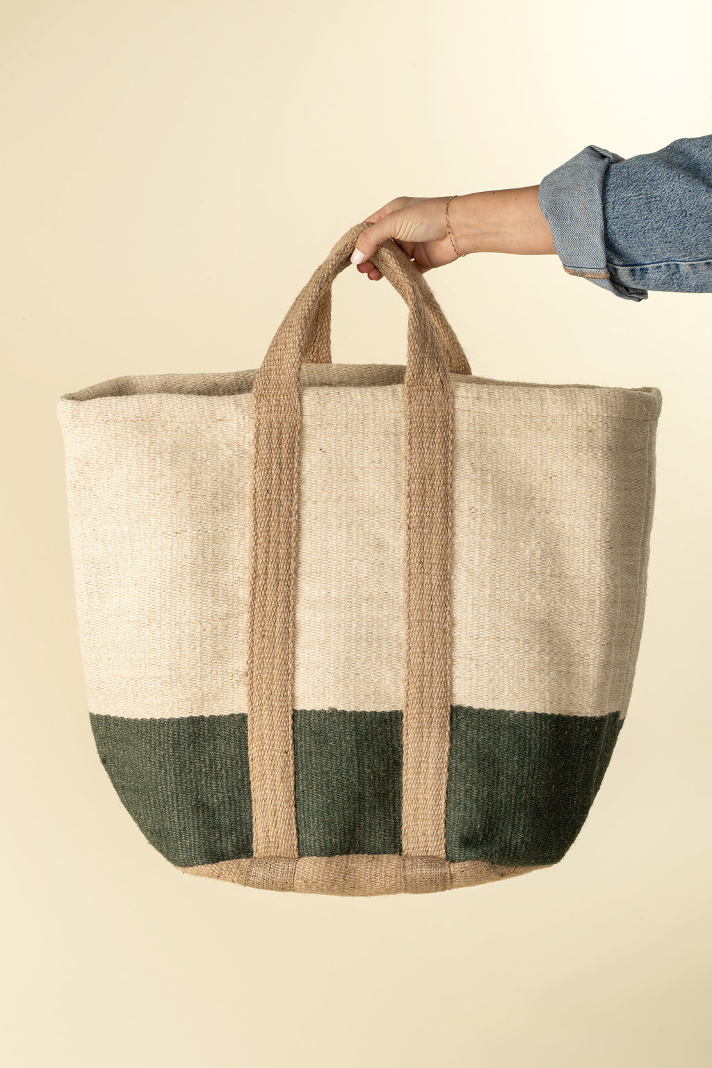 Jute Basket Bag, Green