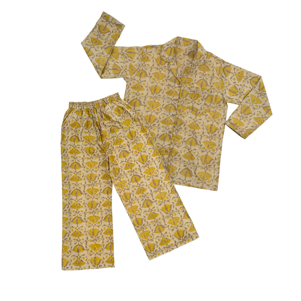 Lotus Block Print Pyjama Set - L/XL