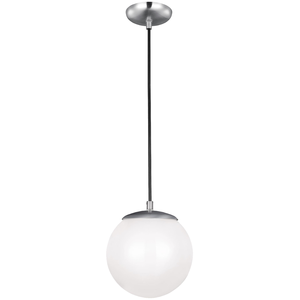 Leo Hanging Globe Small Pendant | Satin Aluminum | Smooth White Glass Bulb(s) Not Included