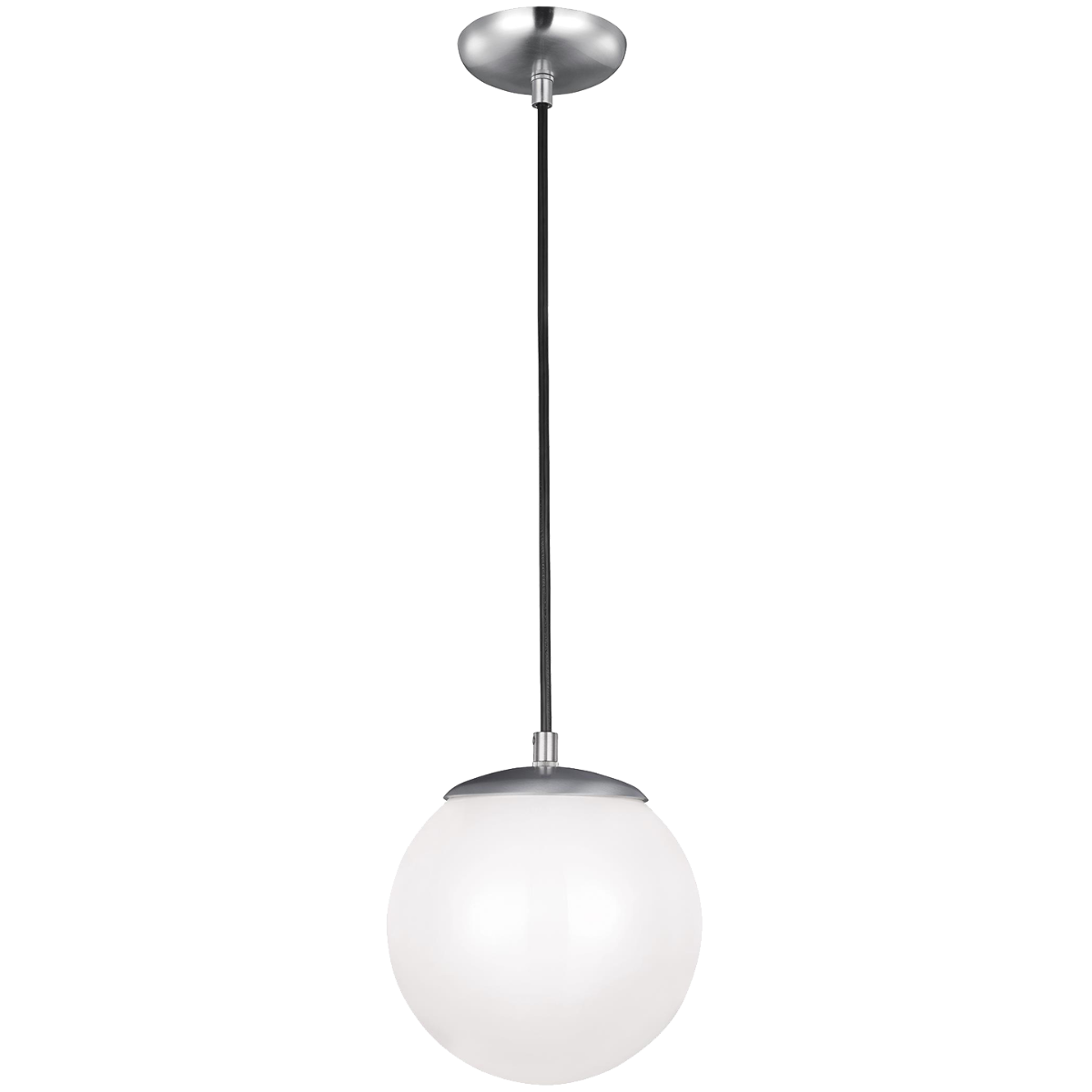 Leo Hanging Globe Small Pendant | Satin Aluminum | Smooth White Glass Bulb(s) Not Included
