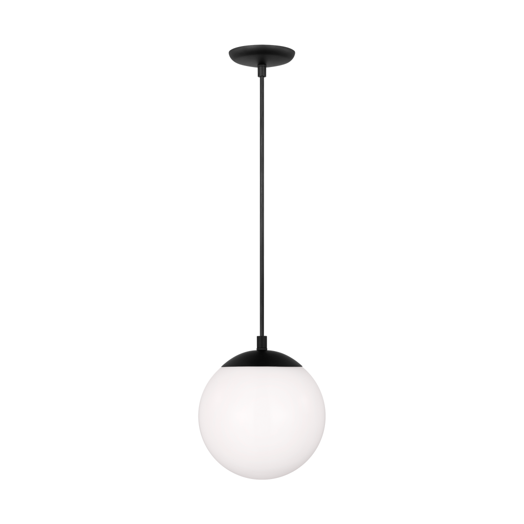 Leo Hanging Globe Small Pendant | Midnight Black | Smooth White Glass Bulb(s) Not Included