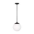 Leo Hanging Globe Small Pendant | Midnight Black | Smooth White Glass Bulb(s) Not Included