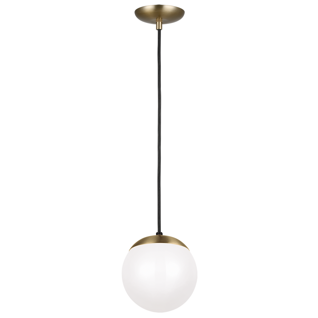 Leo Hanging Globe Small Pendant | Satin Brass | Smooth White Glass Bulb(s) Not Included