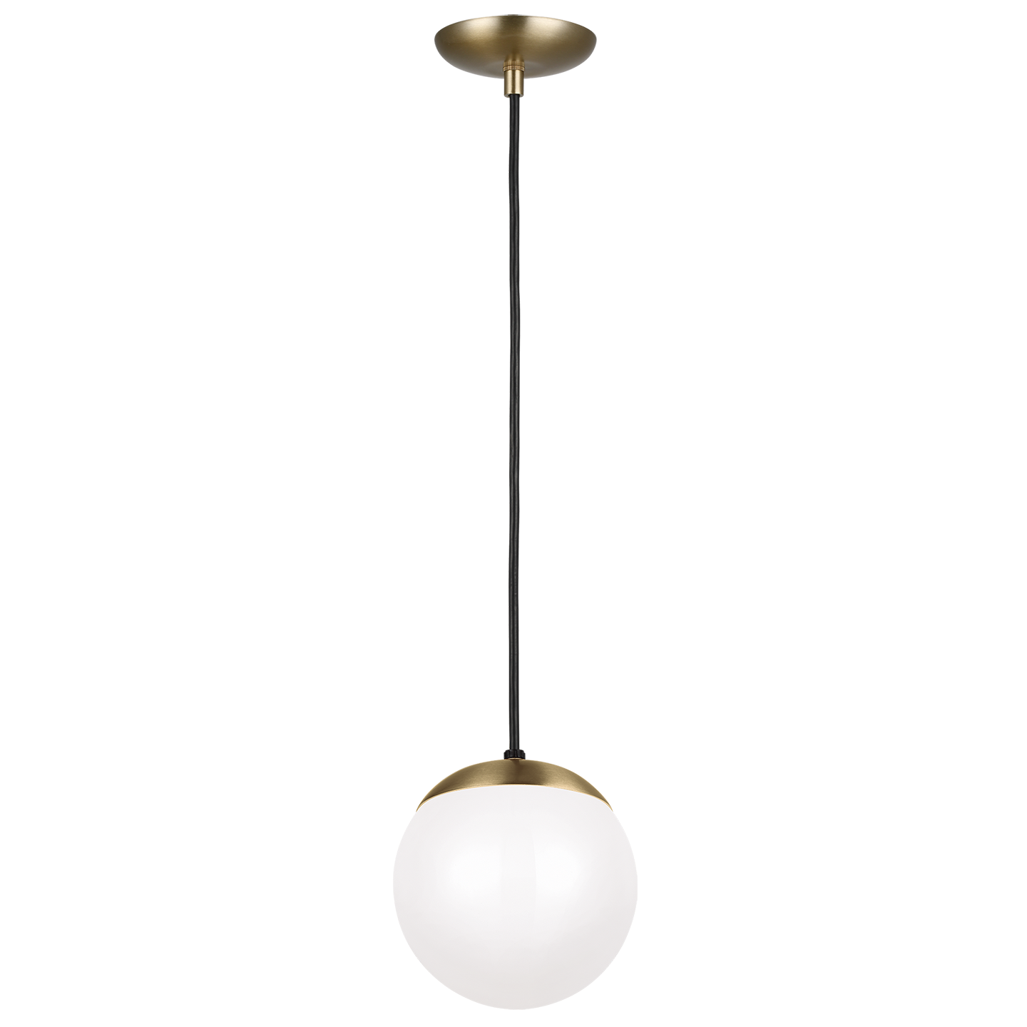 Leo Hanging Globe Small Pendant | Satin Brass | Smooth White Glass Bulb(s) Not Included