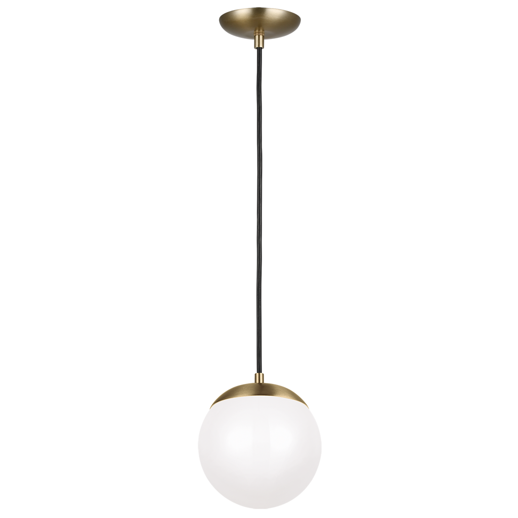 Leo Hanging Globe Small Pendant | Satin Brass | Smooth White Glass Dedicated LED