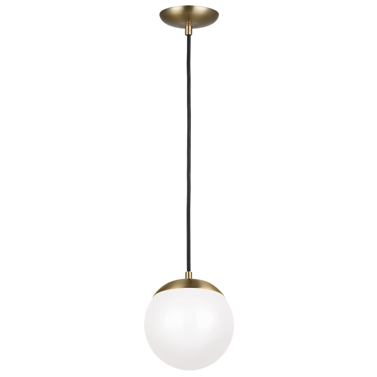 Leo Hanging Globe Small Pendant | Satin Brass | Smooth White Glass Dedicated LED