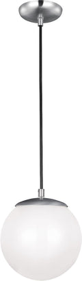 Leo Hanging Globe Small Pendant | Satin Aluminum | Smooth White Glass Bulb(s) Included