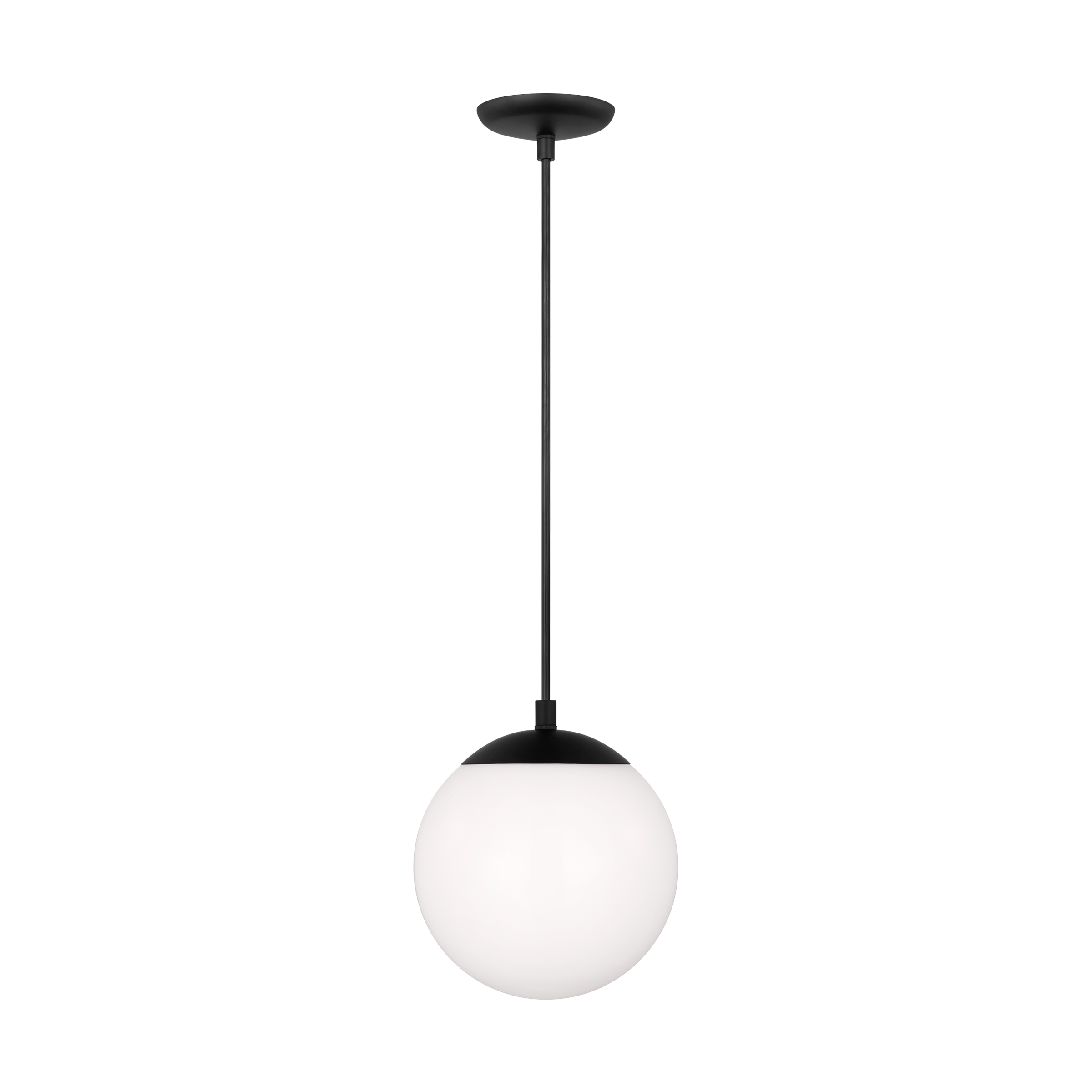 Leo Hanging Globe Small Pendant | Midnight Black | Smooth White Glass Bulb(s) Included