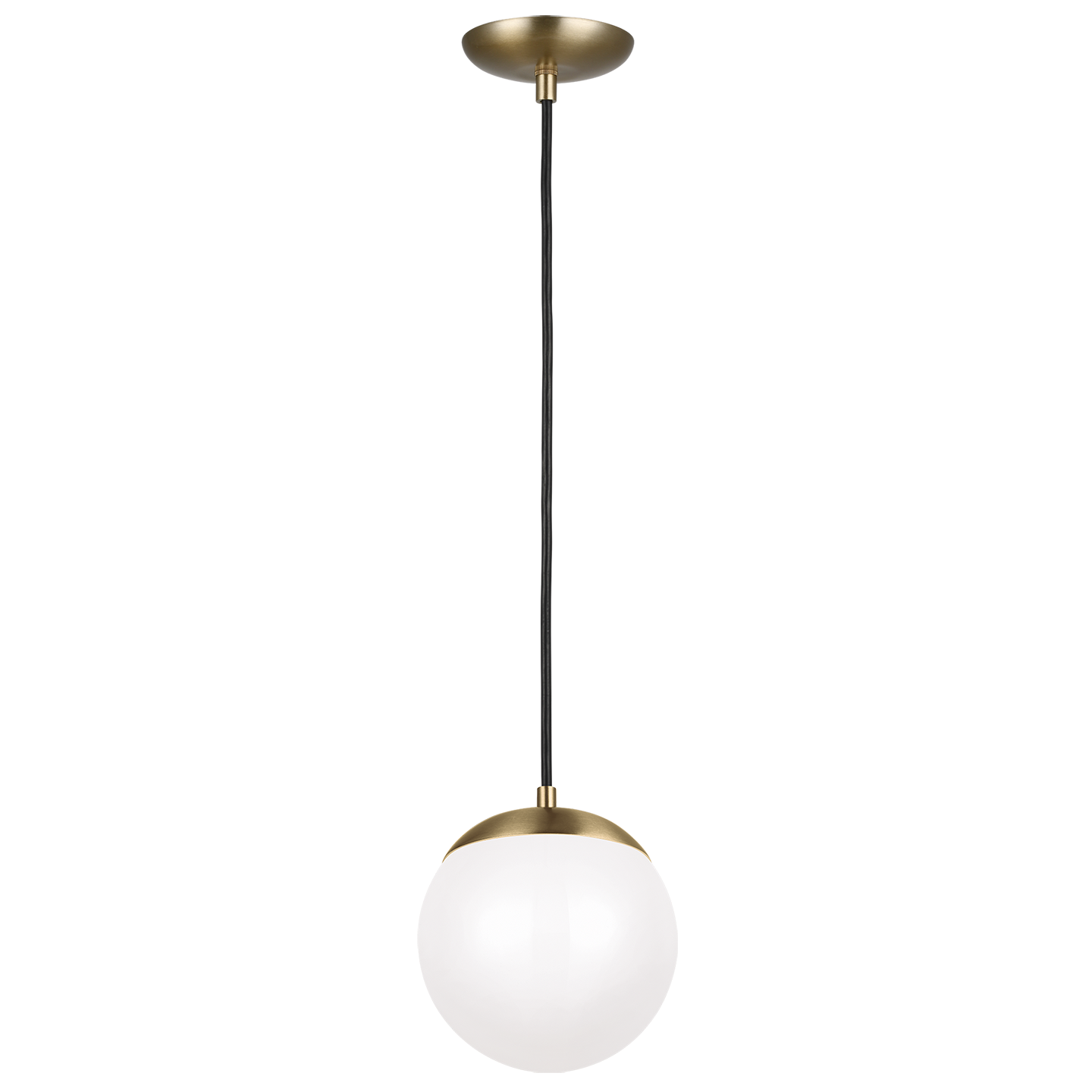 Leo Hanging Globe Small Pendant | Satin Brass | Smooth White Glass Bulb(s) Included