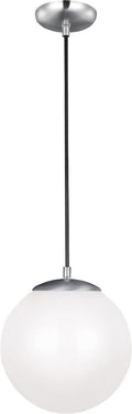 Leo Hanging Globe Medium Pendant | Satin Aluminum | Smooth White Glass Bulb(s) Not Included