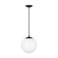 Leo Hanging Globe Medium Pendant | Midnight Black | Smooth White Glass Bulb(s) Not Included